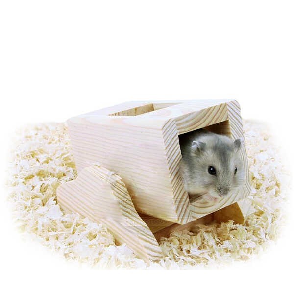 Carno Hamster Oyuncağı Naturel Ahşap Kutulu Tahterevalli 11x8 5x8 5 cm