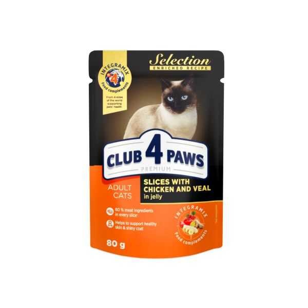 Club4Paws Tavuk-Dana Selection Premium Kedi Maması 80 Gr